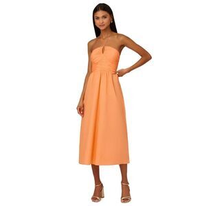 Elegant Strapless Orange Dress